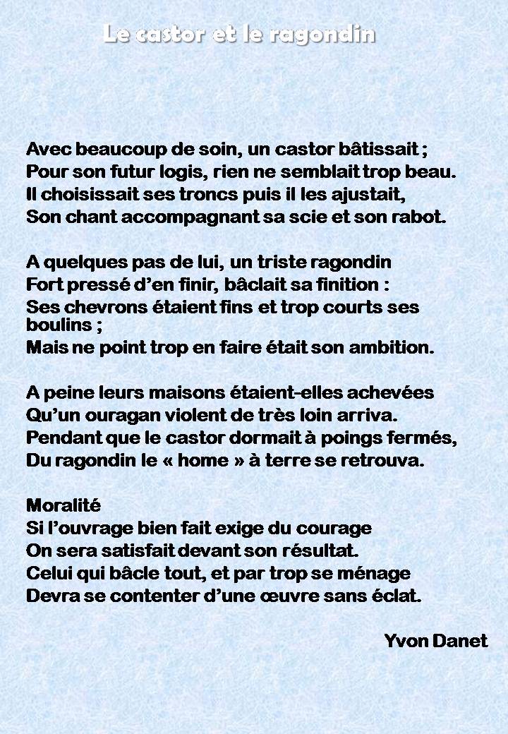 Le Castor Et Le Ragondin Poesie Dessin